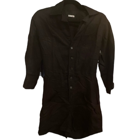 Reformation | Jessime | Jumpsuit | Long Sleeve Romper | Black | Linen | Size 0 - Picture 5 of 6